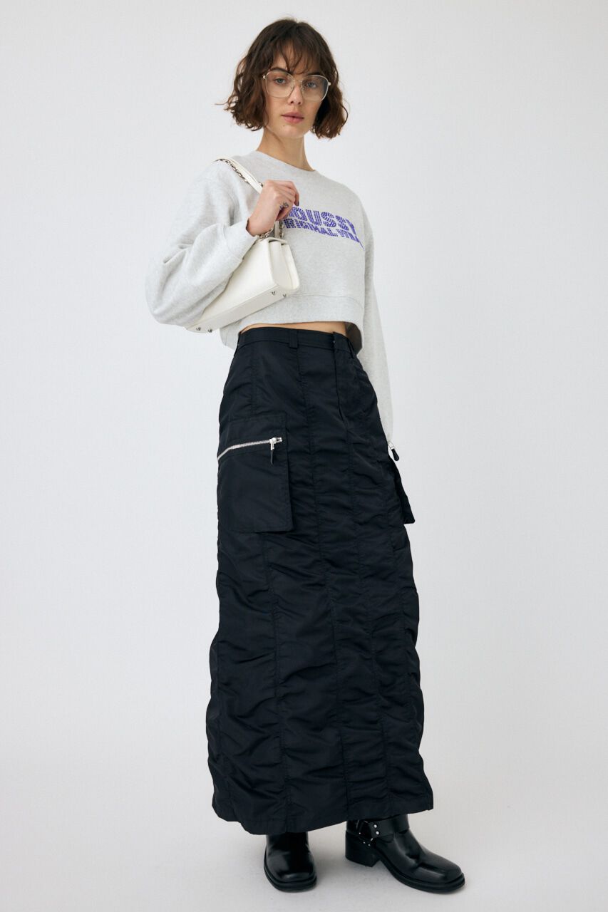 MOUSSY「RHINESTONE MOUSSY クロップド プルオーバー」|パーカー|