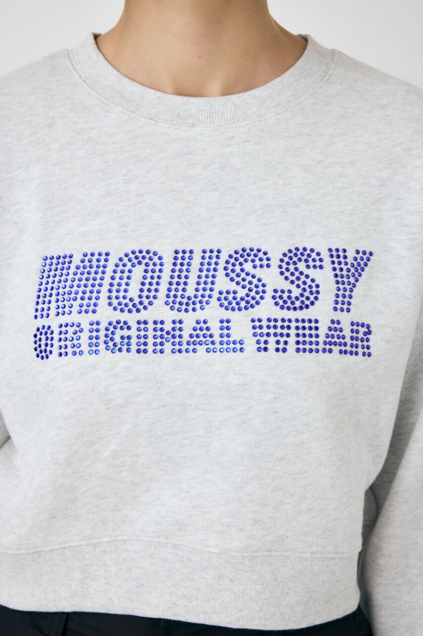 MOUSSY「RHINESTONE MOUSSY クロップド プルオーバー」|パーカー|