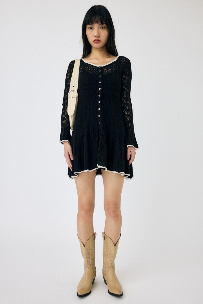MOUSSY「EYELET LACE KNIT ミニドレス」|ワンピース|