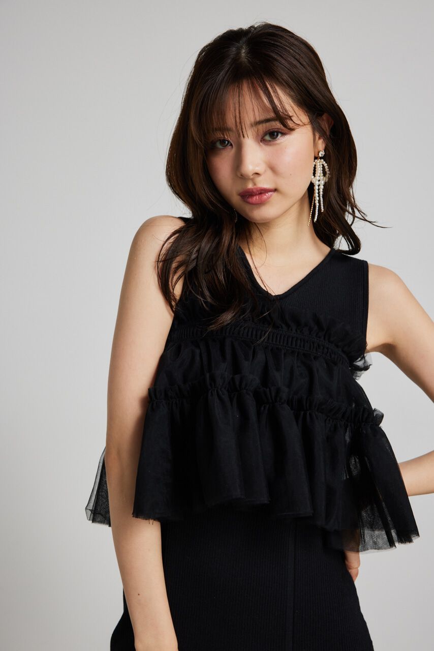 rienda「many wayチュールペプラムset Knit OP」|ワンピース|