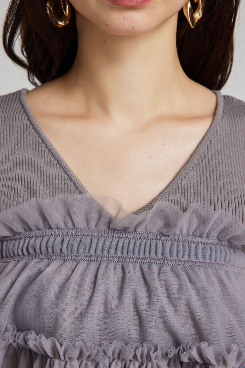 rienda「many wayチュールペプラムset Knit OP」|ワンピース|