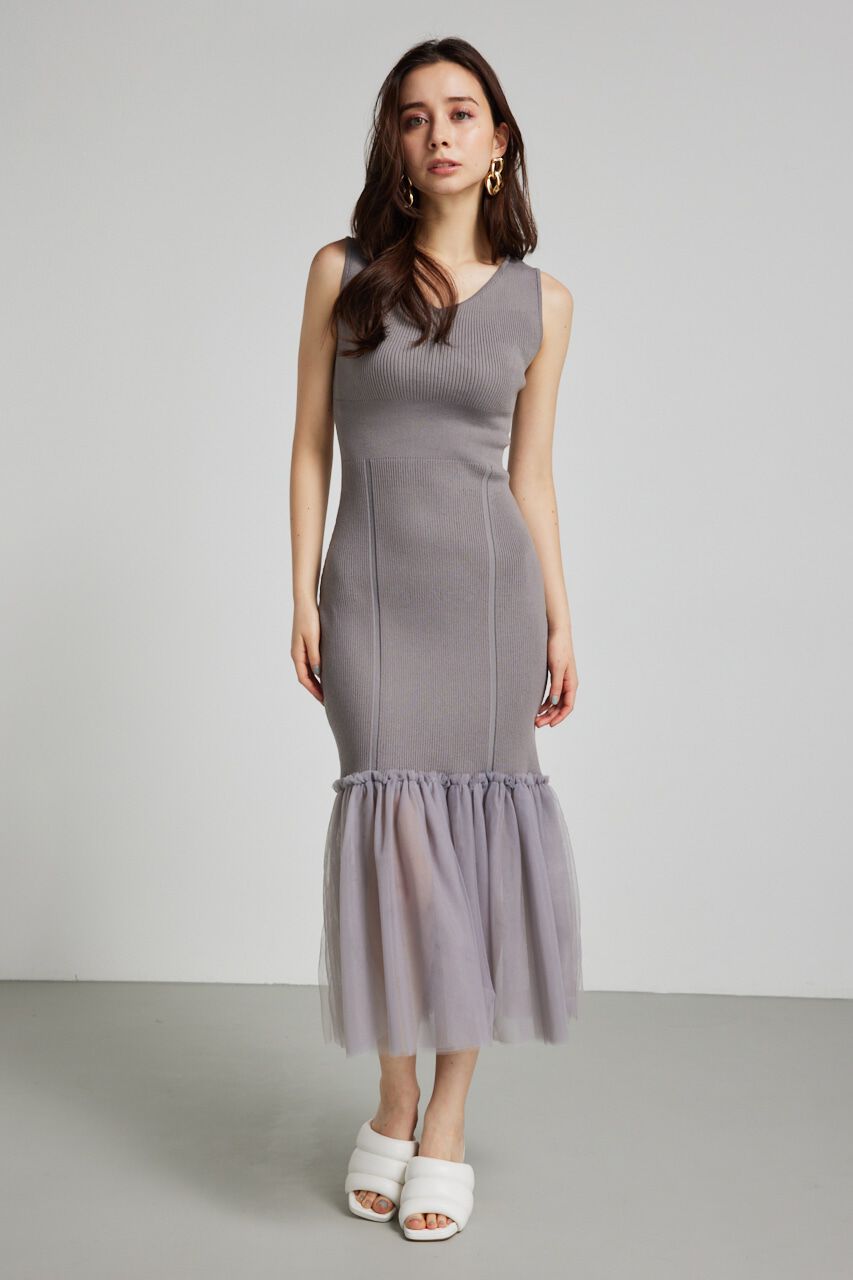 rienda「many wayチュールペプラムset Knit OP」|ワンピース|