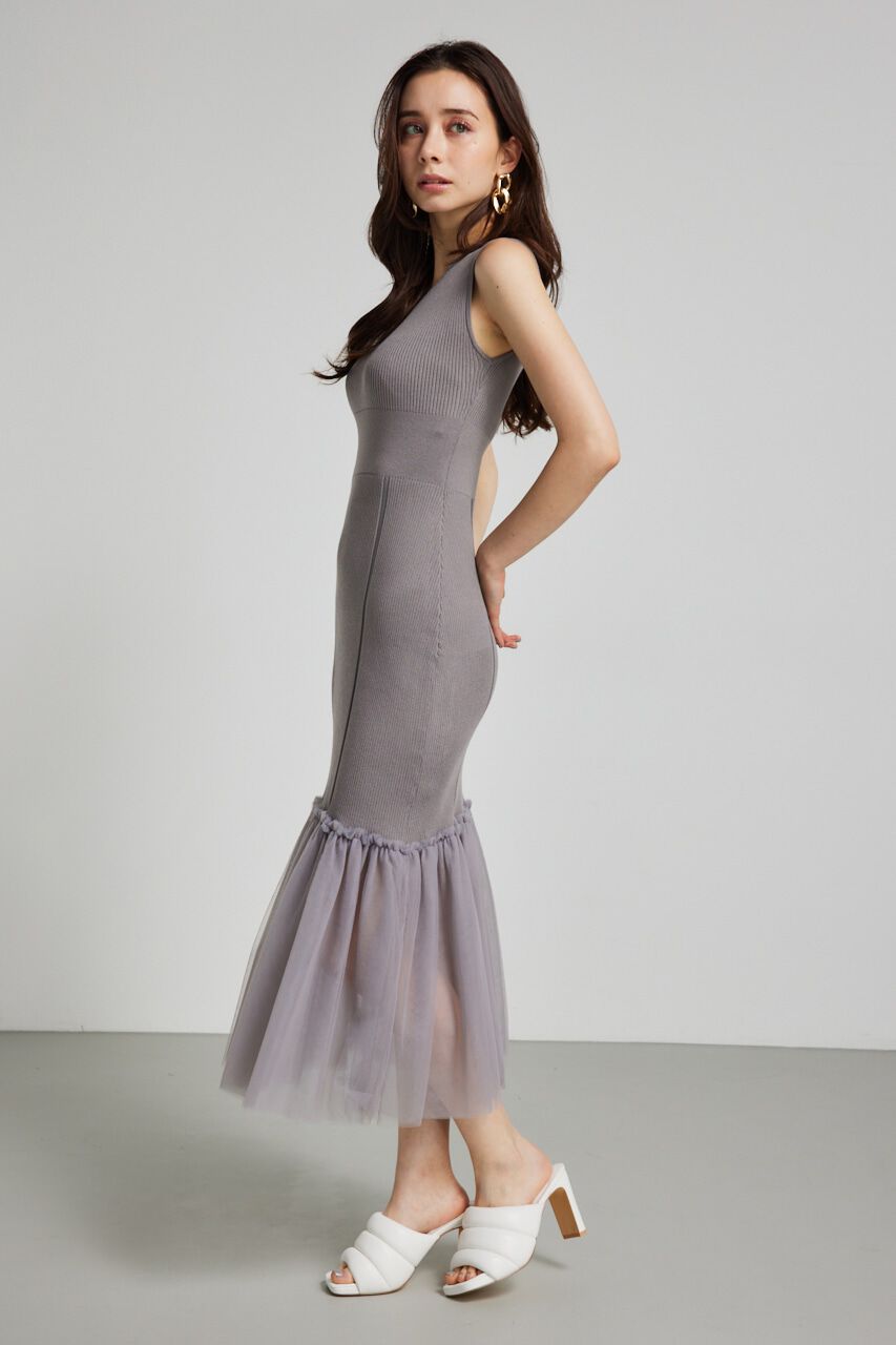 rienda「many wayチュールペプラムset Knit OP」|ワンピース|