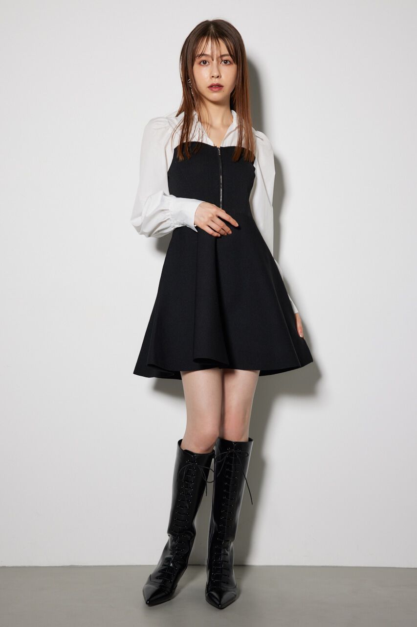 rienda「シャツドッキングフレアニットミニワンピース」|ワンピース|