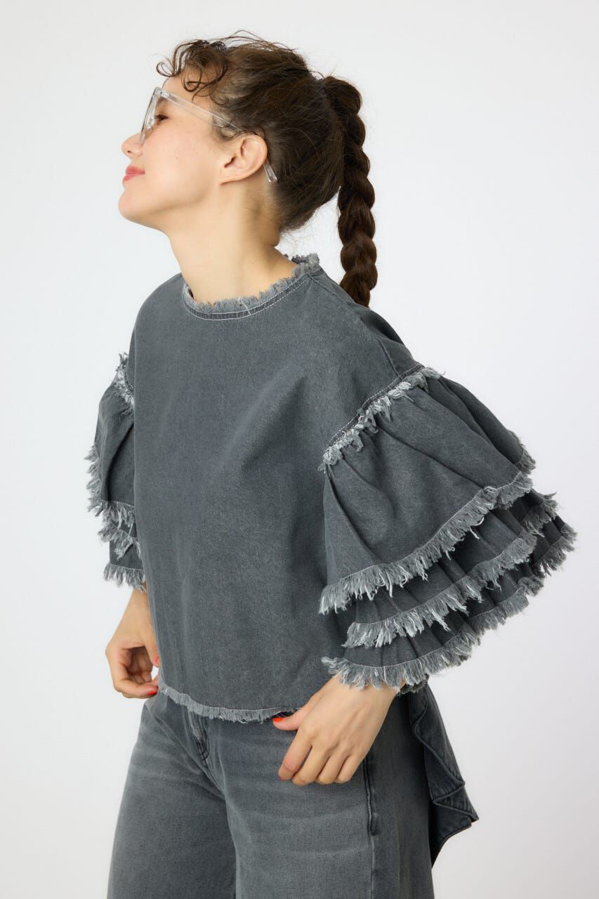 RODEO CROWNS「アームフリルデニムトップス」|Tシャツ・カットソー|