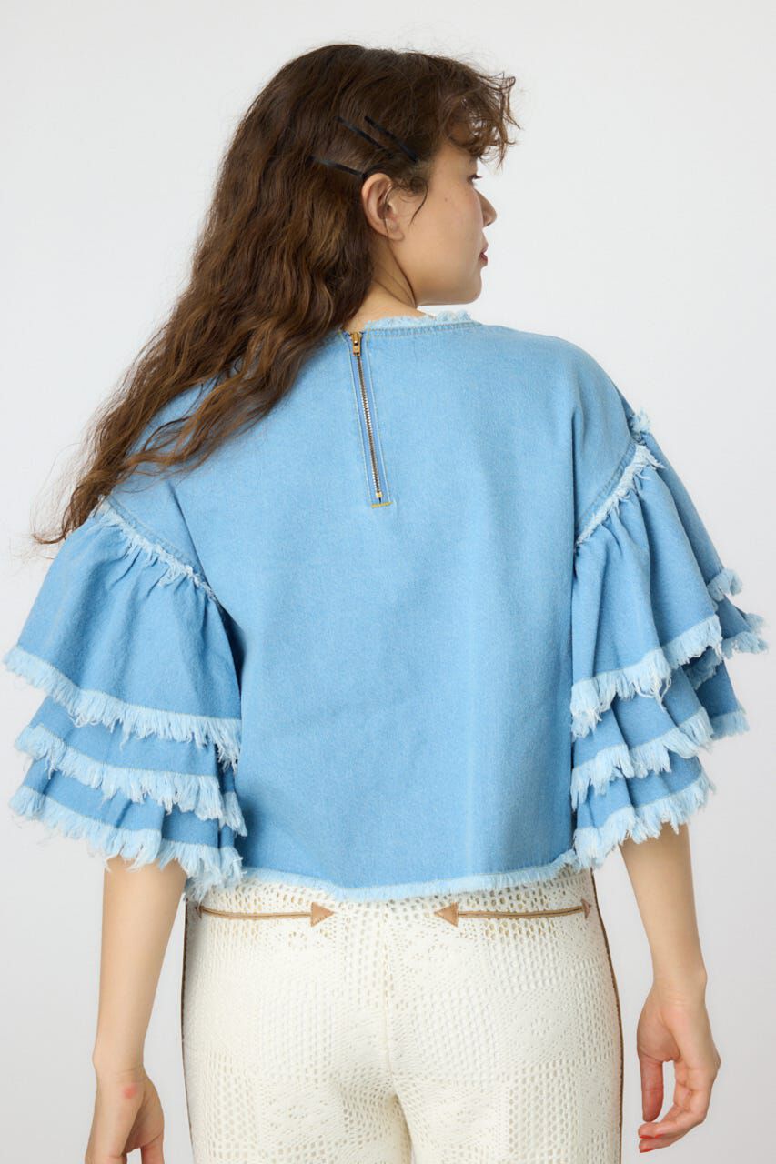 RODEO CROWNS「アームフリルデニムトップス」|Tシャツ・カットソー|