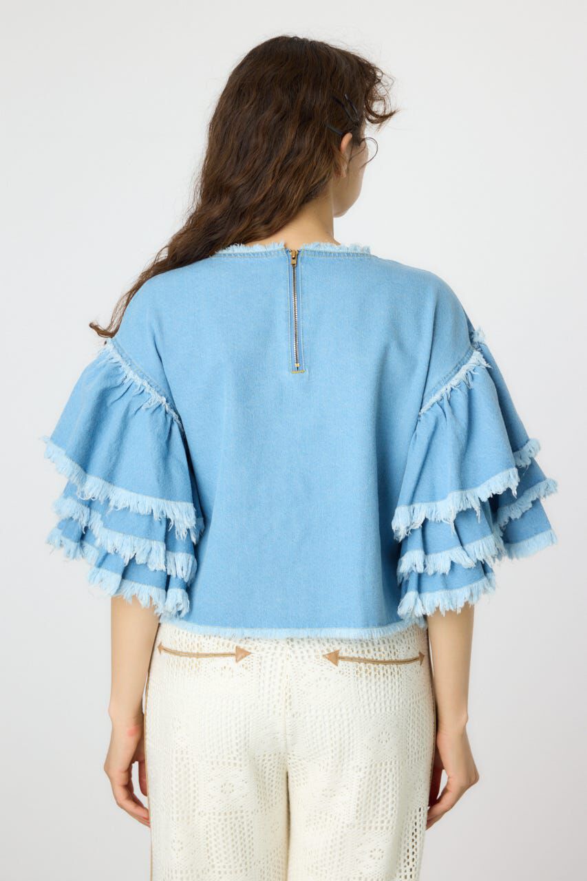 RODEO CROWNS「アームフリルデニムトップス」|Tシャツ・カットソー|