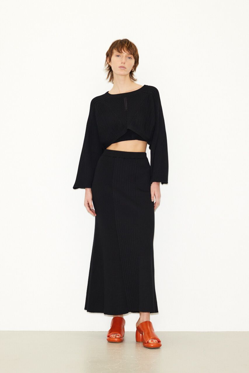 SLY「WIDE RIB MERMAID MG ロングスカート」|スカート|BLK