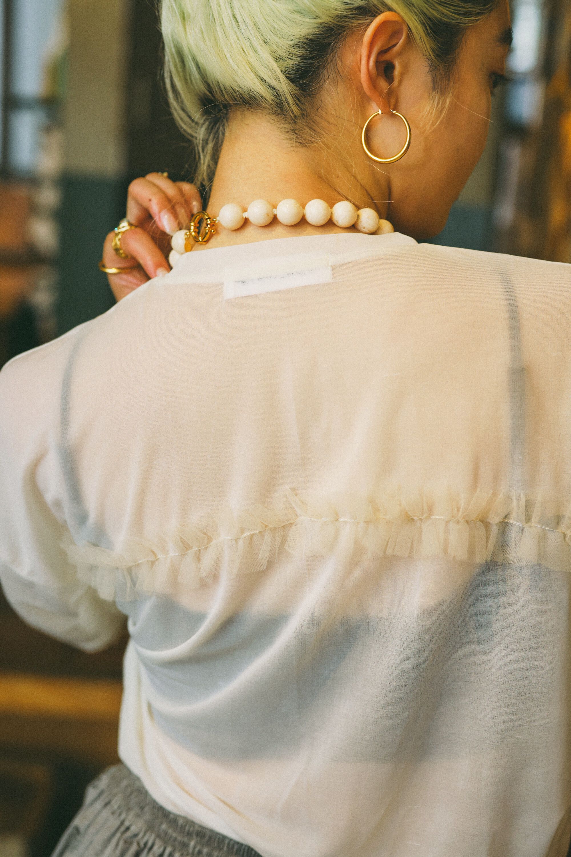 HeRIN.CYE「mio yanase / Frill sheer tops」|Tシャツ・カットソー|