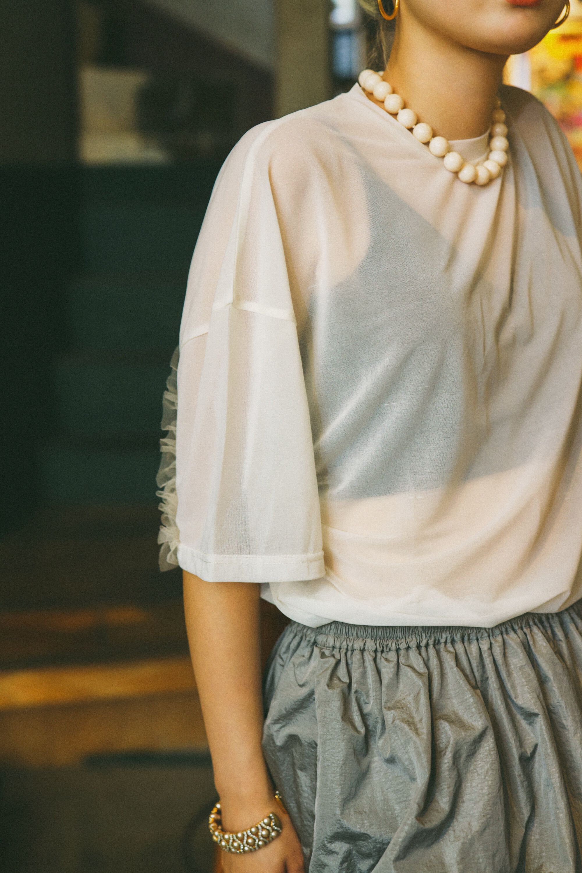 HeRIN.CYE「mio yanase / Frill sheer tops」|Tシャツ・カットソー|