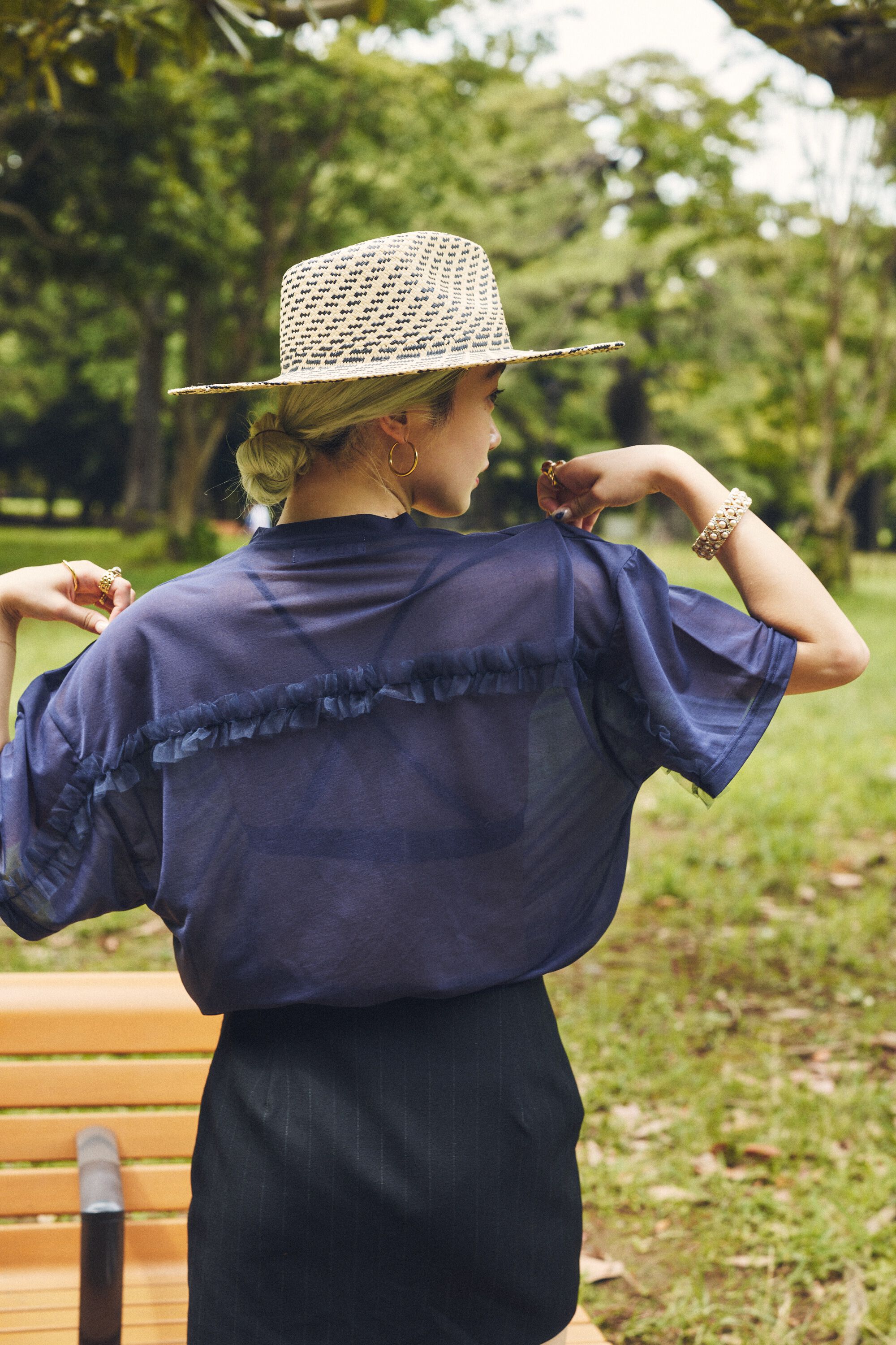 HeRIN.CYE「mio yanase / Frill sheer tops」|Tシャツ・カットソー|