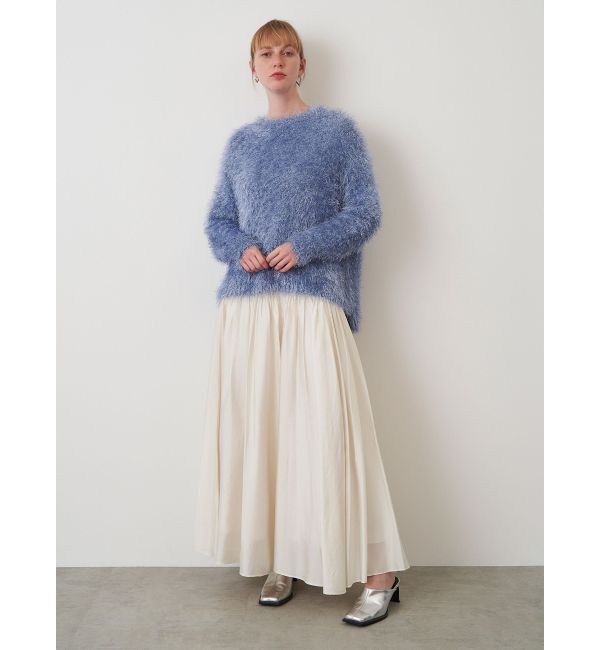 ELENDEEK「SHEER BLOCK FLARED SK」|スカート|アイボリー