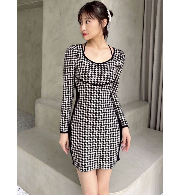 RESEXXY「バイカラーミニニットワンピース」|ワンピース|