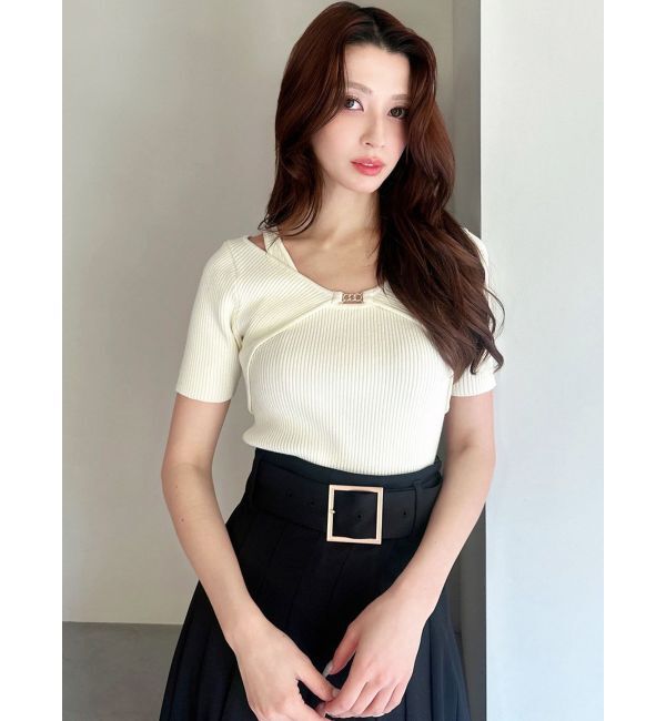 RESEXXY「GOLDパーツリブニットトップス」|ニット・セーター|