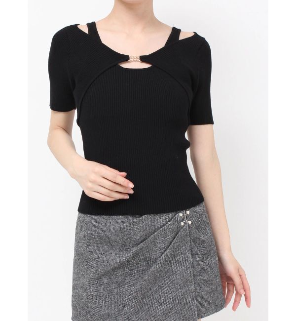 RESEXXY「GOLDパーツリブニットトップス」|ニット・セーター|