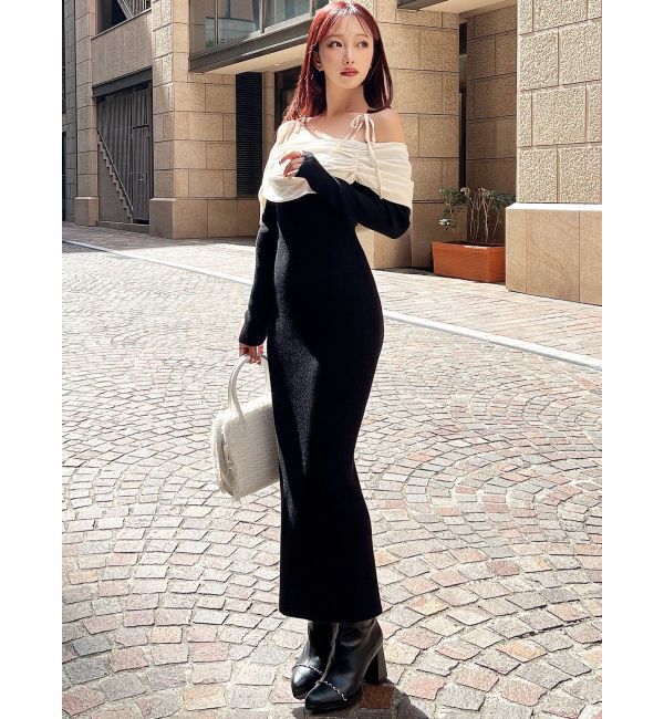 RESEXXY「【骨格ストレート向け】バイカラーニットワンピース」|ワンピース|