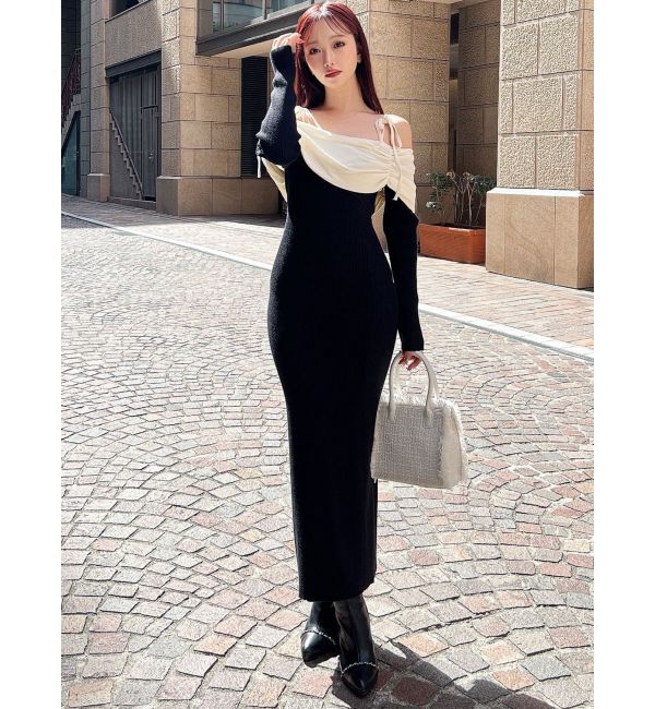 RESEXXY「【骨格ストレート向け】バイカラーニットワンピース」|ワンピース|