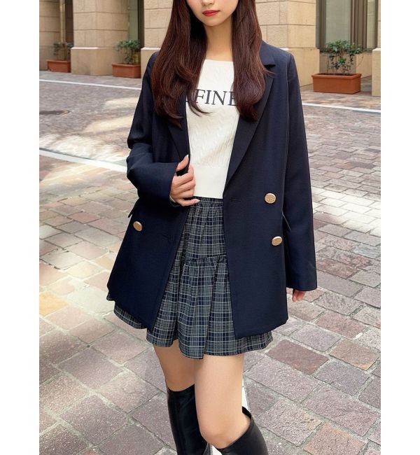 RESEXXY「テーラードミディジャケット」|テーラードジャケット|ネイビー