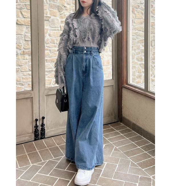 dazzlin「バイカラージャガードフリンジニット」|ニット・セーター|