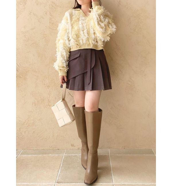 dazzlin「バイカラージャガードフリンジニット」|ニット・セーター|