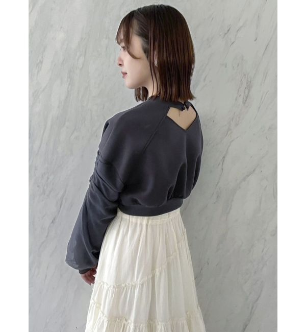 dazzlin「チュールスリーブパールロゴトップス」|スウェット・ジャージ|