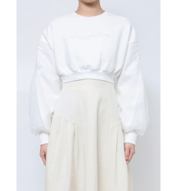 dazzlin「チュールスリーブパールロゴトップス」|スウェット・ジャージ|