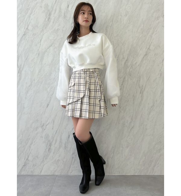 dazzlin「チュールスリーブパールロゴトップス」|スウェット・ジャージ|