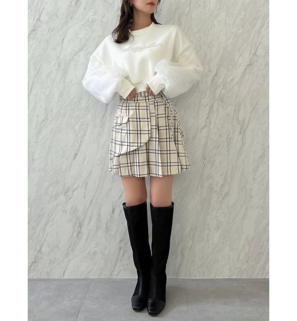 dazzlin「チュールスリーブパールロゴトップス」|スウェット・ジャージ|