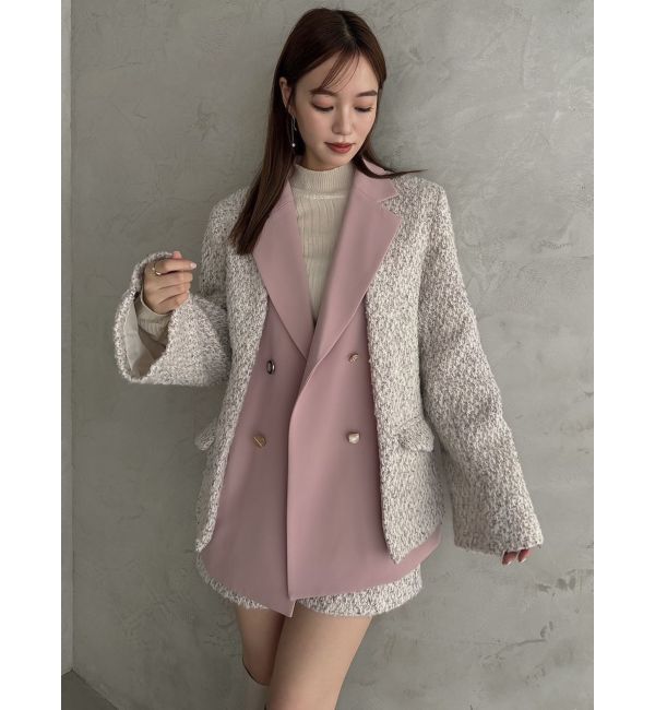 dazzlin「【SETUP】ダブルボタンケープツイードジャケット※セットアップ対応」|テーラードジャケット|