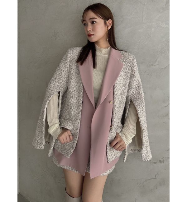 dazzlin「【SETUP】ダブルボタンケープツイードジャケット※セットアップ対応」|テーラードジャケット|