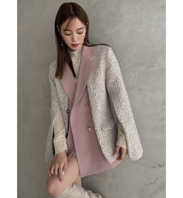 dazzlin「【SETUP】ダブルボタンケープツイードジャケット※セットアップ対応」|テーラードジャケット|