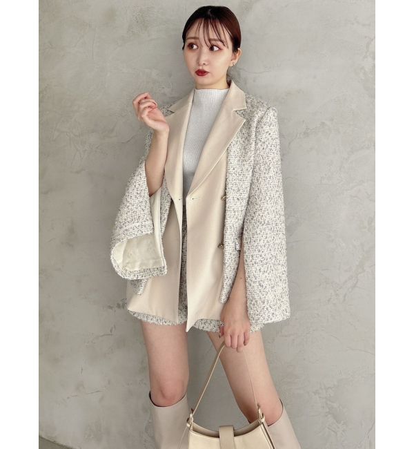 dazzlin「【SETUP】ダブルボタンケープツイードジャケット※セットアップ対応」|テーラードジャケット|