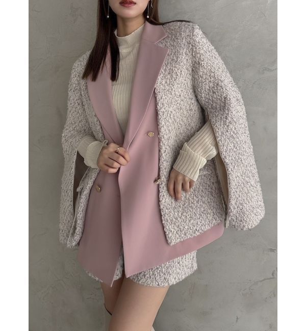 dazzlin「【SETUP】ダブルボタンケープツイードジャケット※セットアップ対応」|テーラードジャケット|