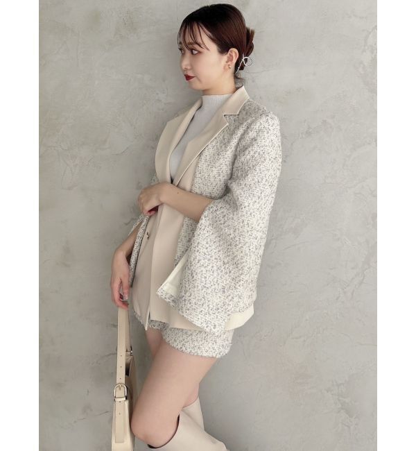 dazzlin「【SETUP】ダブルボタンケープツイードジャケット※セットアップ対応」|テーラードジャケット|