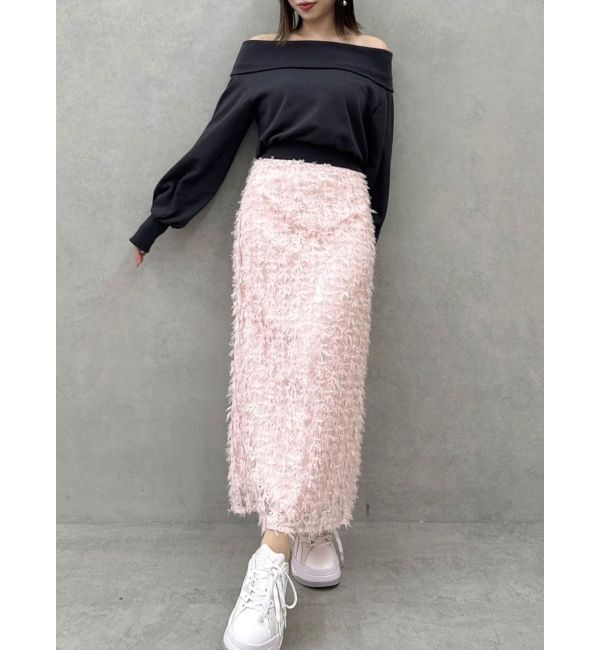 dazzlin「フェザーライクレースIラインスカート」|スカート|ピンク