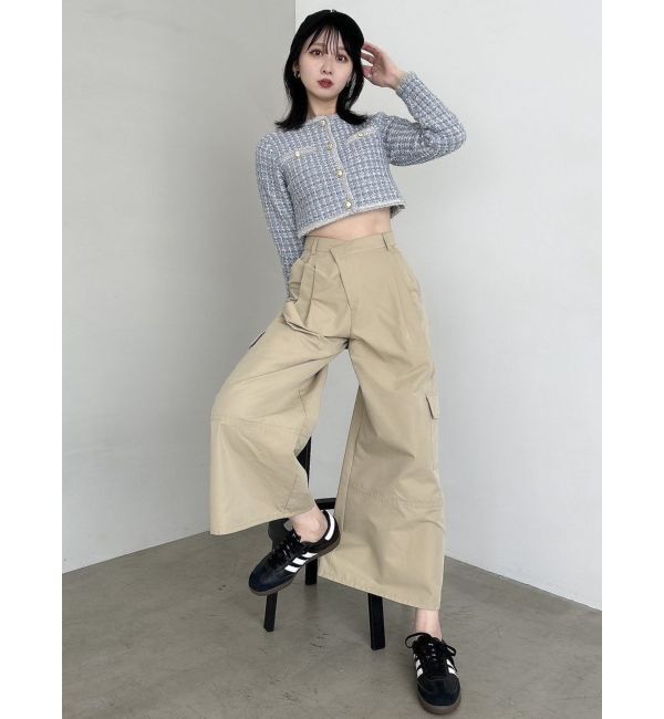 dazzlin「【SETUP】ツイードライクショートニットジャケット※セットアップ対応」|ノーカラージャケット|