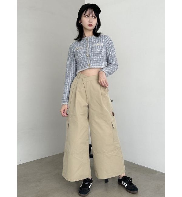 dazzlin「【SETUP】ツイードライクショートニットジャケット※セットアップ対応」|ノーカラージャケット|