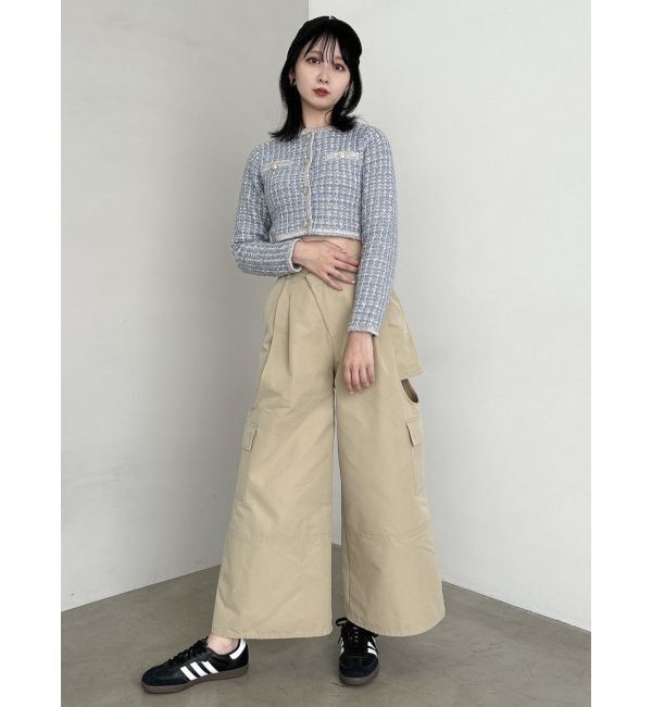 dazzlin「【SETUP】ツイードライクショートニットジャケット※セットアップ対応」|ノーカラージャケット|