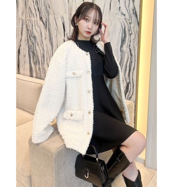 dazzlin「オープンショルダーニットミニワンピース」|ワンピース|