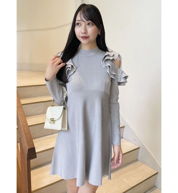dazzlin「オープンショルダーニットミニワンピース」|ワンピース|
