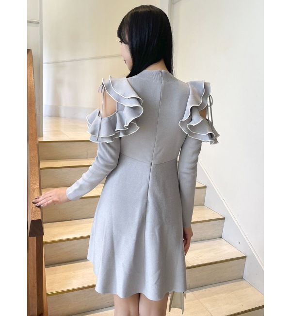 dazzlin「オープンショルダーニットミニワンピース」|ワンピース|