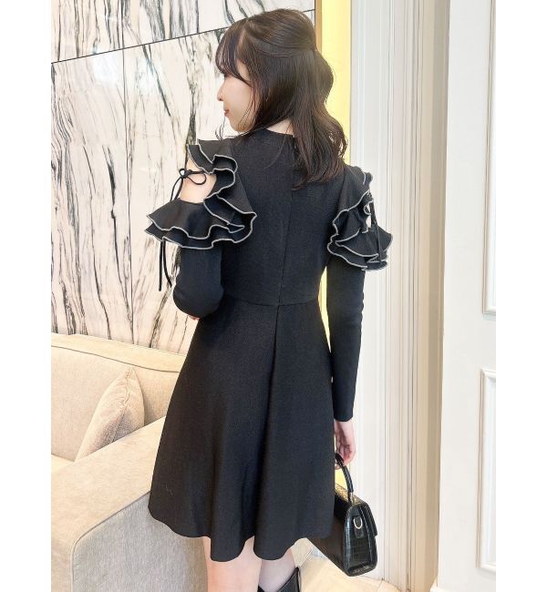 dazzlin「オープンショルダーニットミニワンピース」|ワンピース|