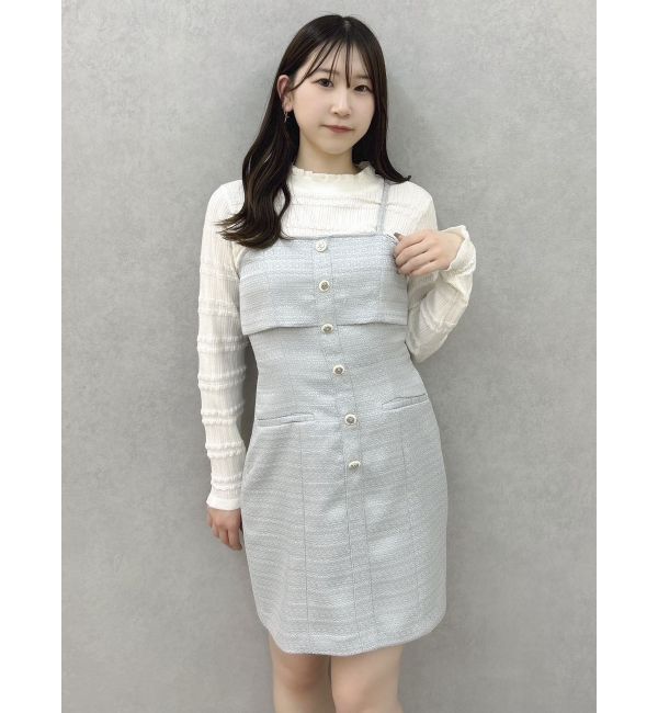 dazzlin「【セットアップ対応】レイヤードツイードミニキャミワンピース」|ワンピース|