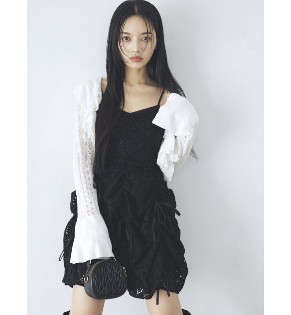 dazzlin「ペプラムフリルリボンカーデ」|カーディガン|