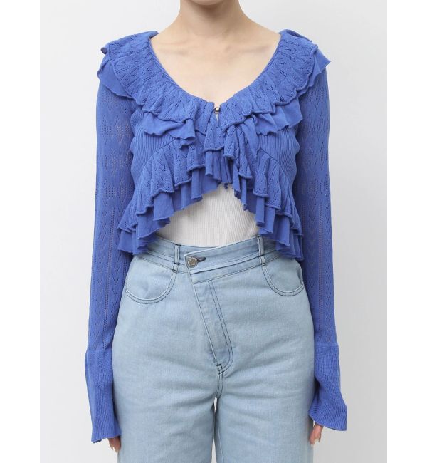 dazzlin「ペプラムフリルリボンカーデ」|カーディガン|
