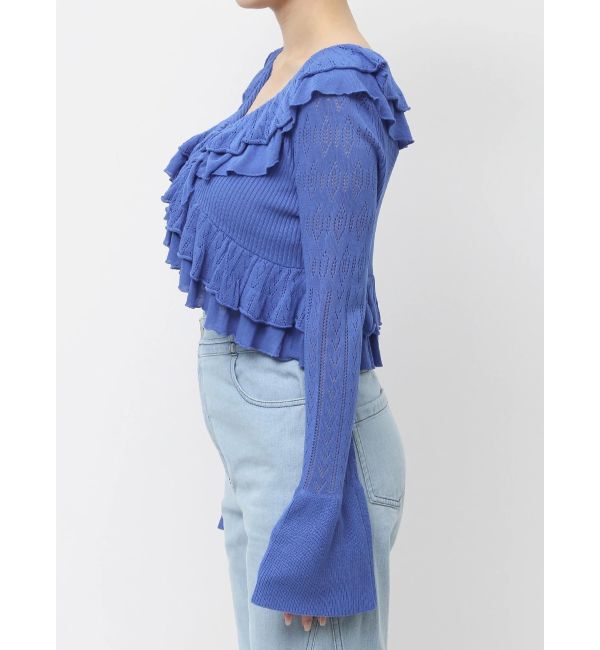 dazzlin「ペプラムフリルリボンカーデ」|カーディガン|