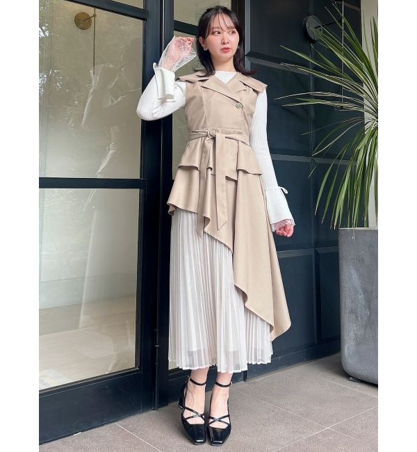 dazzlin「【再生産】アシメプリーツトレンチワンピース」|ワンピース|