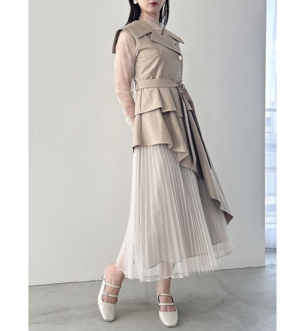 dazzlin「【再生産】アシメプリーツトレンチワンピース」|ワンピース|