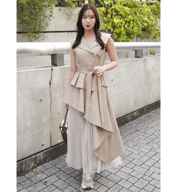 dazzlin「【再生産】アシメプリーツトレンチワンピース」|ワンピース|