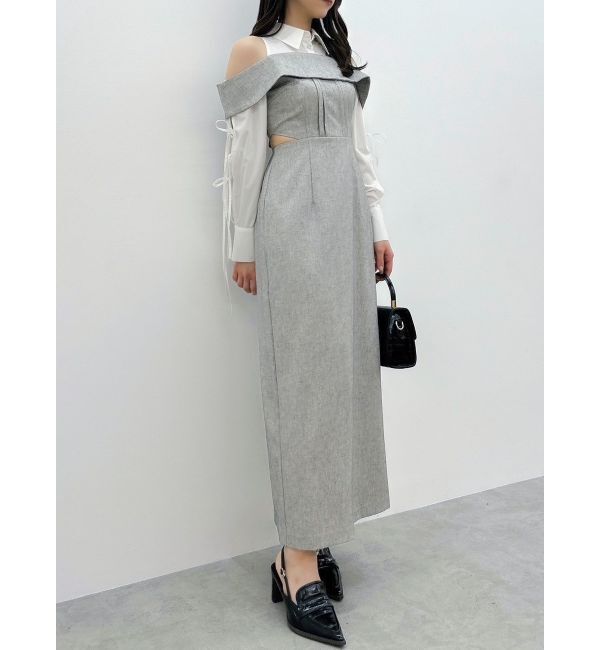 dazzlin「リボンシャツベアライクワンピース」|ワンピース|グレー